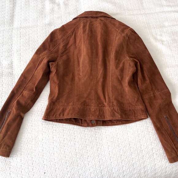 Blank NYC Moto Suede Jacket - Dark Camel - Zip Front - Size Medium - Picture 7 of 10